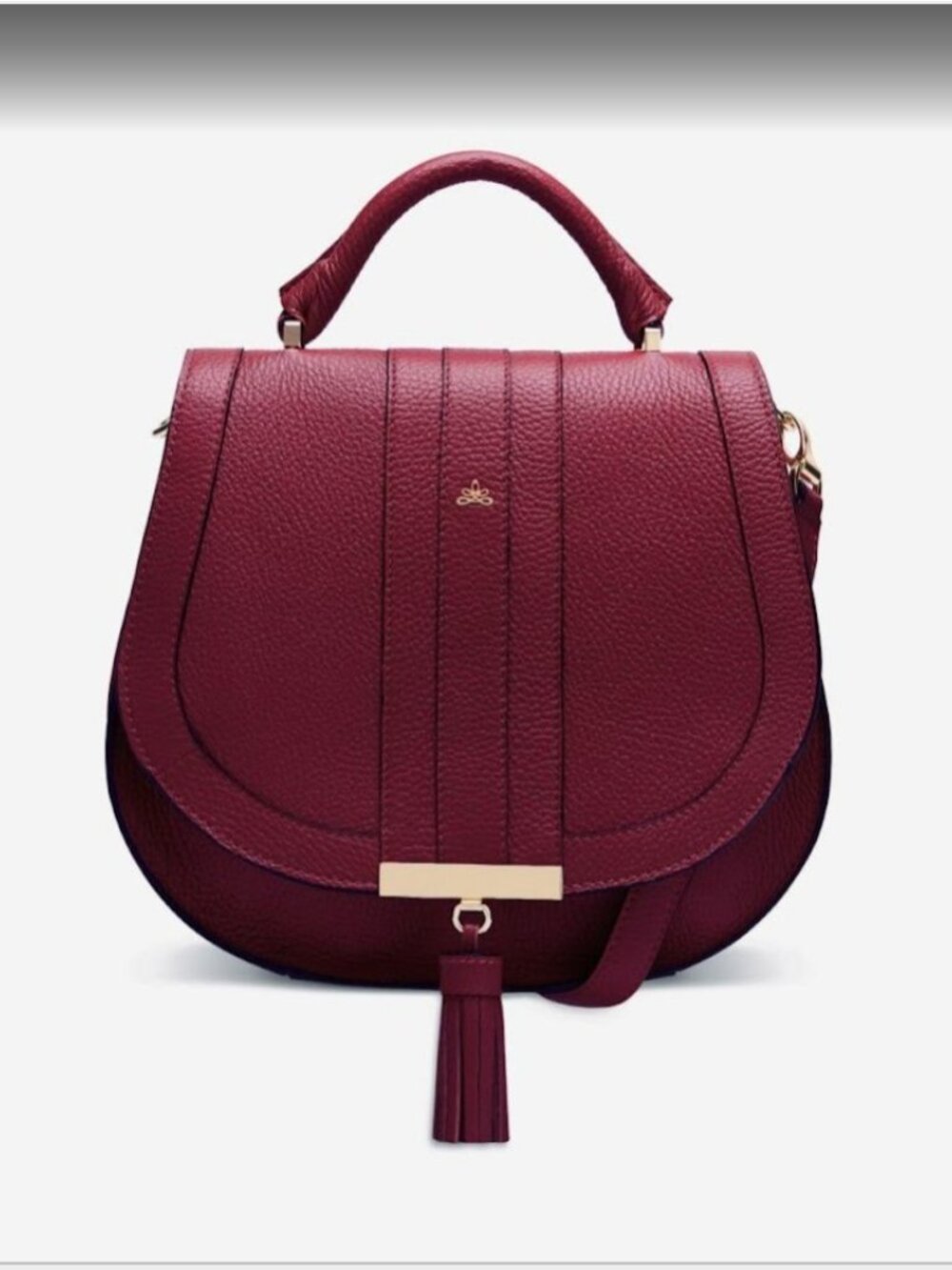 DeMellier Midi Venice Berry Pebbled Leather Saddle Crossbody